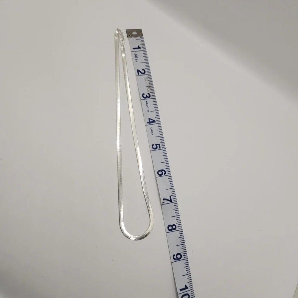 Herringbone Flat Snake Chain Necklace IBB Silver Plated 4mm 16 Inch Minimalist